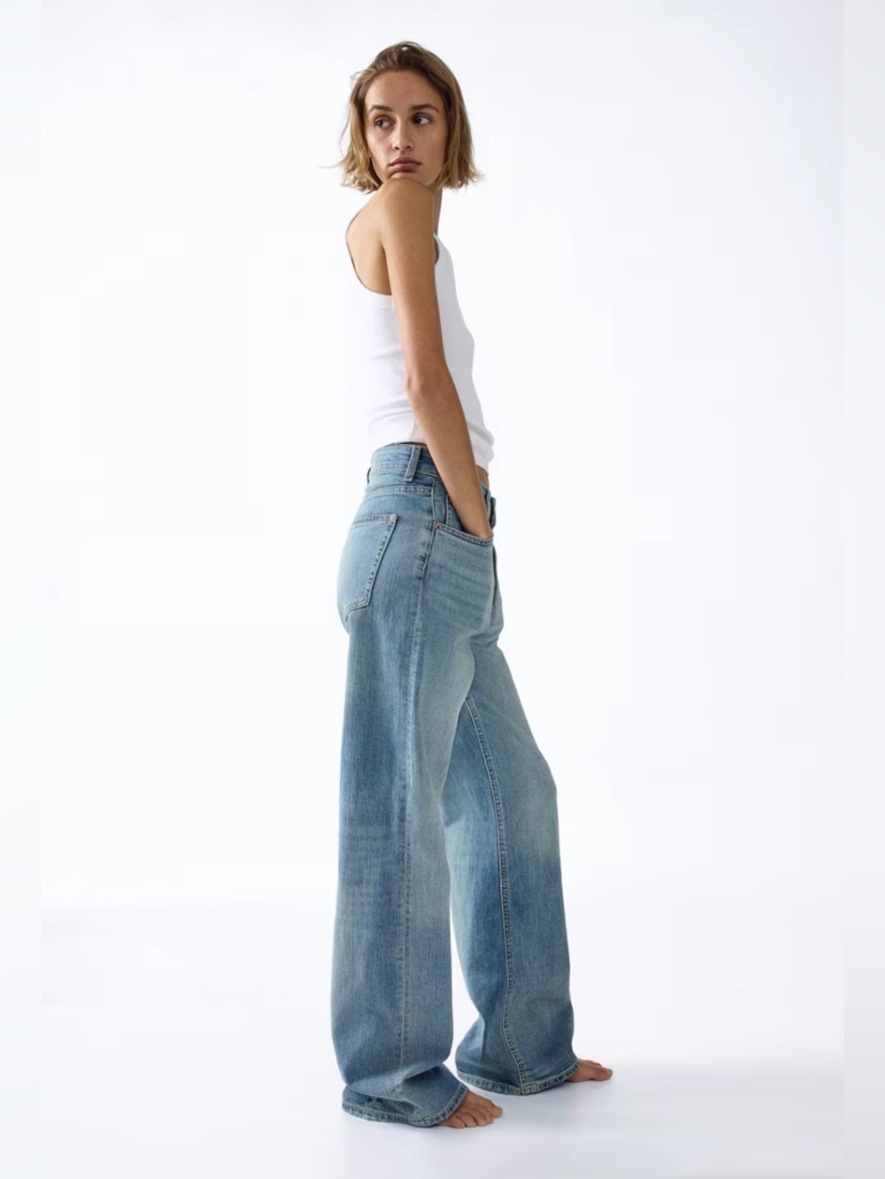 H&M High Rise Wide Leg Jeans